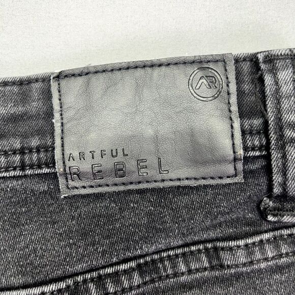 Artful REBEL 36x30‎ Men Straight Leg Black Stretch Denim Jean Cotton Blend Goth - Picture 15 of 16